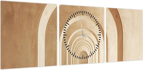 Obraz - Beżowe przejście (z zegarem) (90x30 cm)