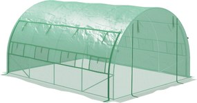 Outsunny Szklarnia foliowa, Szklarnia, przechodnia, Okno siatki, Rama metalowa, 4x3x2m, Zielony