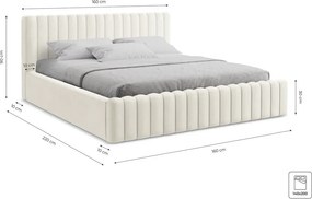 Jasnoniebieskie tapicerowane łóżko dwuosobowe ze schowkiem ze stelażem 140x200 cm Lemi – Makamii