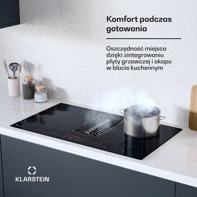 Klarstein AirJet Hybrid 90cm 4 Strefy Gotowania Płyta Indukcyjna z Okapem Czarny