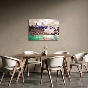 Obraz na szkle - górskie jezioro (70x50 cm)