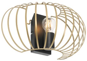 Designerska lampa ścienna mosiężna 39 cm - JohannaDesignerski Oswietlenie wewnetrzne