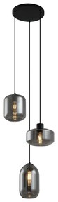 Nowoczesna lampa wisząca czarna ze szkłem dymnym 3-punktowa - Sheena Nowoczesny Oswietlenie wewnetrzne
