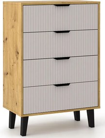 Kooda ryflowana z 4 szufladami dąb artisan + kaszmir K2-H94
