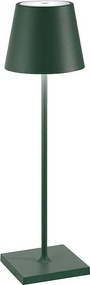 Lampa stołowa LED Poldina Pro w kolorze ciemnozielonym, ładowalna i ściemnialna, z czasem pracy na baterii do 12 godzin.