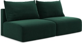 Ciemnozielona aksamitna rozkładana/ze schowkiem sofa 216 cm Kalena – Makamii