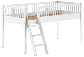 Białe podwyższone łóżko dziecięce z litego drewna bukowego 90x200 cm Forrest – Vipack
