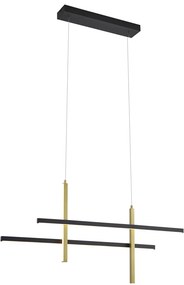 Designerska lampa wisząca czarna ze złotem ze ściemnialnym 3-stopniowo LED - Joy