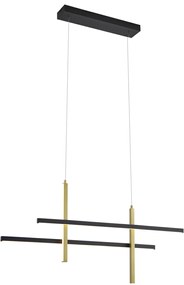 Designerska lampa wisząca H czarna ze złotem z LED z 3-stopniowym ściemnianiem - Joy Nowoczesny Oswietlenie wewnetrzne