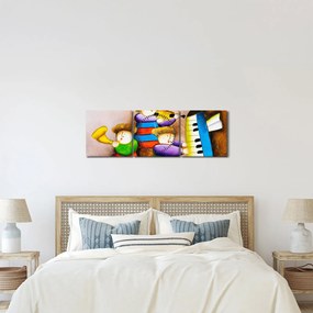 Obraz - Muzycy, malarstwo (z zegarem) (90x30 cm)