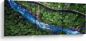 Obraz - Rzeka między górami, Kaukaz, Rosja (z zegarem) (90x30 cm)