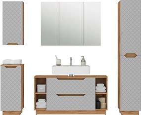 Zestaw mebli łazienkowych dąb/szary ze strukturą płytek 119.2x35x62.5 lotta