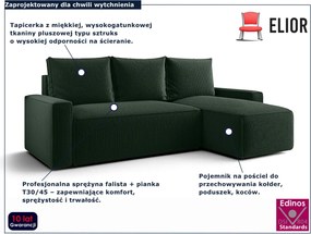 Zielony sztruksowy narożnik z funkcją spania D2-D31