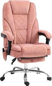 Vinsetto Ergonomiczne Krzesło Biurowe z Masażem, z Podnóżkiem, Obrotowe, na Kółkach, Różowe