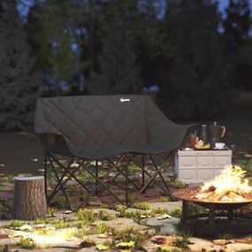Outsunny Rozkładane Krzesło Kempingowe dla 2 Osób z Torbą Transportową na Zewnątrz do 250kg, 145 x 60 x 92 cm, Czarny