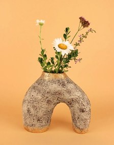 Wazon ceramiczny YL626 Arkina, beżowy/złoty