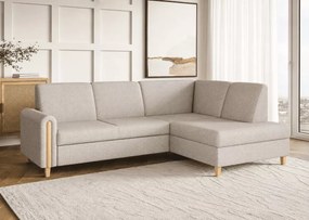 Narożnik Seatle – designerski mebel wypoczynkowy z funkcją spania delfin, pojemnikiem i drewnianymi detalami