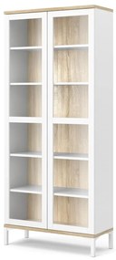 Biało-naturalna witryna w dekorze dębu 89x203x36 cm Roomers – Tvilum