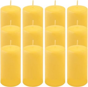 Zestaw świec słupkowych, 11,5 cm, Ø 6 cm, żółte, 12 szt.