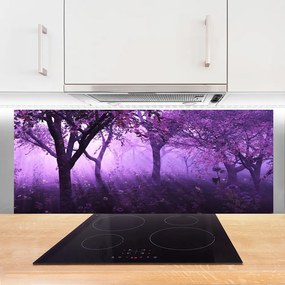 Szkło do Kuchni na Ścianę Sylwetki Drzew o Zmierzchu