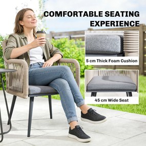Outsunny Zestaw 2 krzeseł ogrodowych wodoodporny krzesła z podłokietnikami poduszkami rama metalowa nośność do 120 kg Jasnoszary | Aosom PL