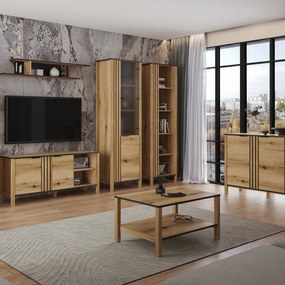 Ława Drewniana Prostokątna do Salonu VERVE 80 cm Dąb Evok Klasyczna Loft