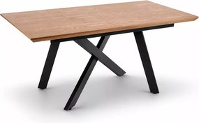 Nowoczesny rozkładany stół Capitalo 160-200 / 180-240 cm z blatem w kolorze dębu, metalowe czarne nogi