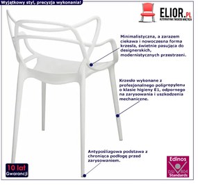 Białe minimalistyczne krzesło z podłokietnikami Imros