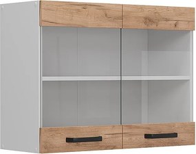 Szklana szafka kuchenna złoty dąb energetyczny 80x31x60 r-line