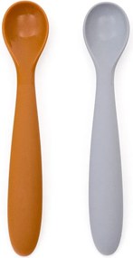 Jasnoniebiesko-pomarańczowe plastikowo-silikonowe łyżeczki dla dzieci zestaw 2 szt. Lili – Kave Home