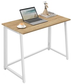 Zestaw do biura – składany stół ZARIMO 80×40 cm biały + krzesło biurowe AVOLA VELVET niebieskie