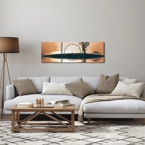 Obraz drzewa na wyspie (z zegarem) (90x30 cm)