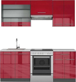 Aneks kuchenny bordowy wysoki połysk/antracyt 200x60x81.6 fame-line