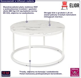 Stolik kawowy z blatem w kolorze białego marmuru - Figo 4X