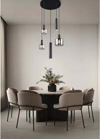 Czarna lampa wisząca z metalowo-szklanym kloszem ø 40 cm Mataro – Trio