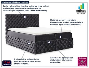 Grafitowe łóżko pikowane z pojemnikiem 5 rozmiarów H0-M58