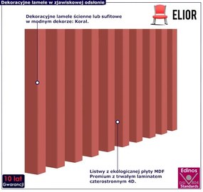 Koralowe ozdobne lamele ścienne 15 szt. G9-P11