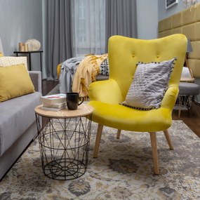 Fotel tapicerowany MOSS VELVET żółty HOMLA