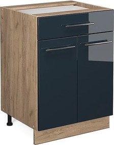 Szafka dolna do kuchni ciemnoniebieski wysoki połysk 60x51.6x82 fame-line