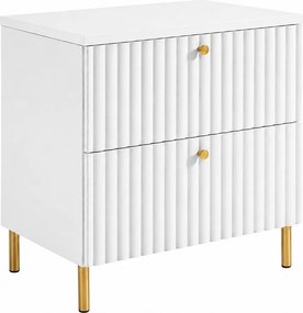 Szafka łazienkowa stojąca z blatem 60, biały + blat biały, uchwyty w trzech kolorach, nogi złote, 60 x 44,4 x 73,6 cm