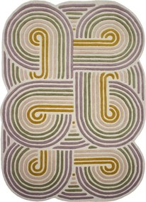 Zielony wełniany dywan tkany ręcznie 140x200 cm Spiral Shaped – Flair Rugs