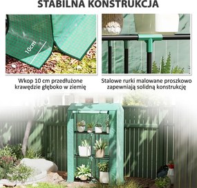 Outsunny Szklarnia z 3-poziomową półką, osłona z tworzywa sztucznego odpornego na UV, rolowane drzwi, 100 x 40 x 150 cm, zielona