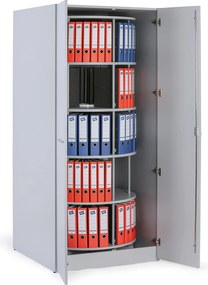 Szafa z obrotowym regałem na segregatory, 5 poziomów, zamykana na klucz, szary