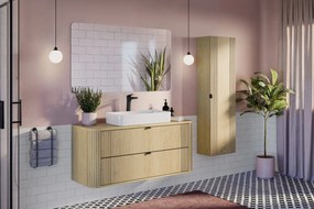 Szafka pod umywalkę nablatową OVALIA CREMONA 2S 120cm dąb cremona z blatem COMAD