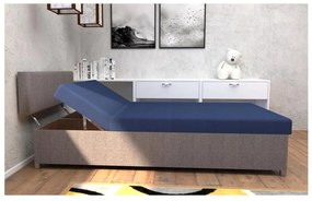 Tapicerowana leżanka z regulacją położenia i pojemnikiem na pościel DALLAS 108x205 cm szary/niebieski