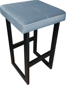 Hoker ALEX krzesło barowe tkanina Welur podstawa metalowa : Kolor Stelaża - Czarny , Kolor tkaniny - VELVET - BL06, Wysokość - 60 cm