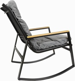 Fotel bujany, stalowy, z poduszkami, szary, 2szt