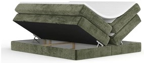 Ciemnozielone łóżko kontynentalne ze schowkiem/bez zagłówka 200x200 cm Juniper – Maison de Rêve