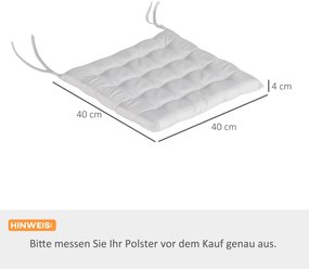 Outsunny Poduszka siedzeniowa do ogrodu z pikowaniem, 40 x 40 x 4 cm, jasnoszary