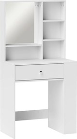 HOMCOM Toaletka z Lustrami, Szafa, 3-stopniowa Półka Boczna, Płyta Wiórowa, Biała